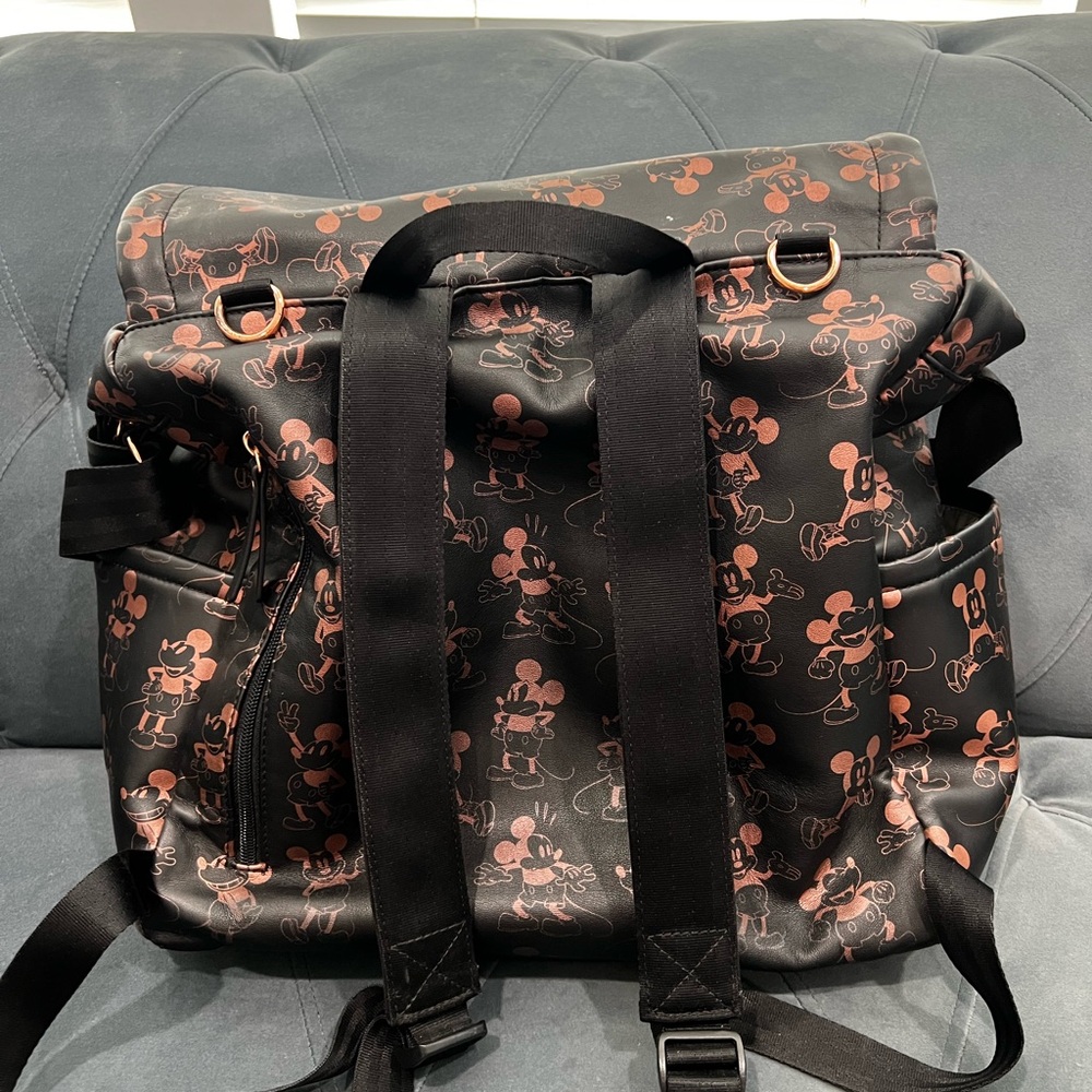 Petunia Pickle Bottom Black with Rose Gold Mickey Print Diaper Bag - Picture 3 of 11